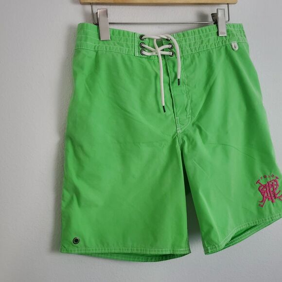 Polo Ralph Lauren Men's Swim Trunks Medium Neon Green Embroidered RL Mallet - Picture 5 of 9